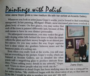 Artist Jasna Gopic Painting With Polish  On The Town Magazine Of West Michigan